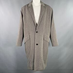 IRO AW16  Size 40 Gerwolf Black White Herringbone Wool Blend Notch Lapel Coat